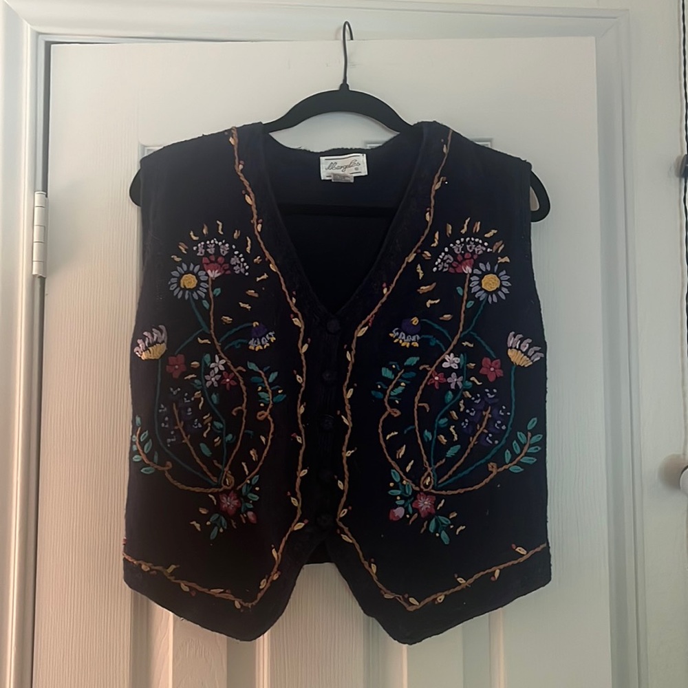 Vintage Embroidered Floral Vest